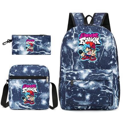 2021 Friday night backpack shoulder bag pencil case three-piece canvas schoolbag set
