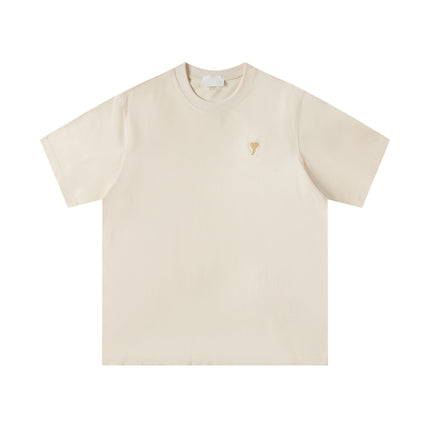 Cross-Border Am* Short-Sleeved Pure Cotton Embroidered Round Neck T-Shirt Summer Casual Loose Couple Wear Star Same Style Drop Shipping