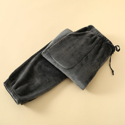 Extra thick 400g women's pajama pants winter coral fleece flannel home pants can be worn outside ankle-tied warm pants