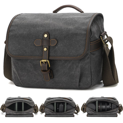 Cross-Border Canvas Shoulder Camera Bag Slr Digital Bag Photography Bag Outing Casual Lens Bag Wear-Resistant Crossbody Bag