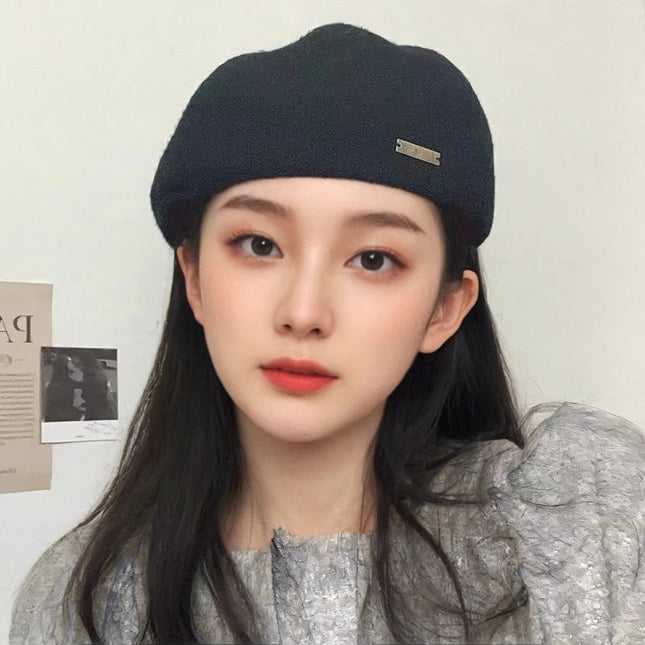 Elegant and Temperament All-match Beret Women's Autumn and Winter New Big-head-circumference Retro Wool Warm-keeping Forward Cap Shown Small Face