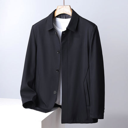 One-Piece Drop-Shipping Men's Autumn and Winter Casual Jacket for Middle-Aged Men, Lapel Light Business Cotton Coat Jacket, Dad's Outfit