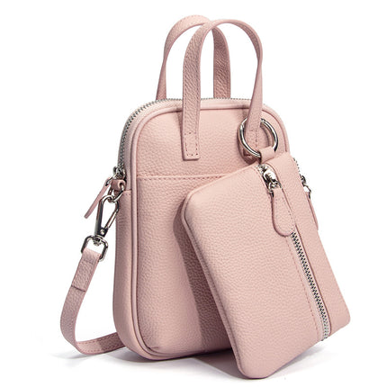 New Style Top Layer Cowhide Mobile Phone Bag Crossbody Women's Large Capacity Japanese-Style Vertical Genuine Leather Niche Shoulder Bag