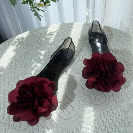 Fish Mouth Sandals Women's Flat Open Toe Jelly Shoes Transparent Flower Holiday Seaside Beach Shoes Cross-Border Dropshipping