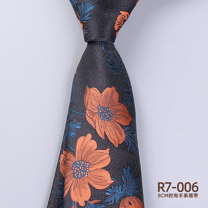 Korean-style British Business Dress Brown Green Suit Shirt Accessories All-match Retro Hand-Style 8cm Striped Tie for Men