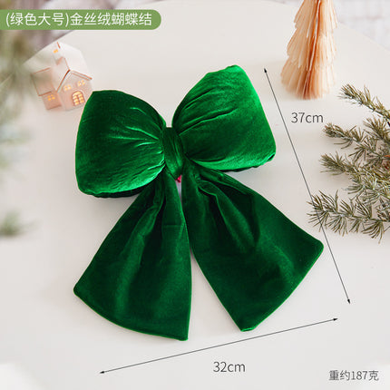 Christmas Tree Decoration Home Gold Velvet Bow Large Pendant Photo Atmosphere Props Atmosphere Flocking Bow