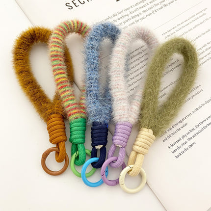 2024 New Stuffed Mobile Phone Lanyard Wrist Strap Multi-Color Short Imitation Mink Mobile Phone Case Lanyard Mobile Phone Chain