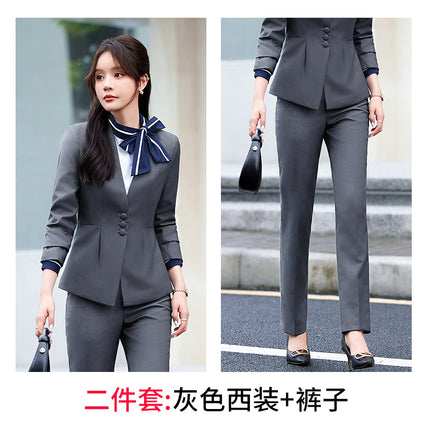 Stewardess Uniform Professional suit Female Spring and Autumn Fashion Front Desk Beautician Work Clothes Female Professional Temperament Suit Dress
