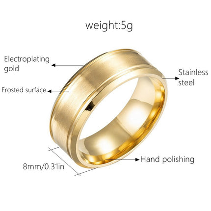 26 Cross-Border Popular Brushed Matte Wedding Rings for Men, 6/8mm Wide, Hot-Selling on Wish and Amazon Independent Sites