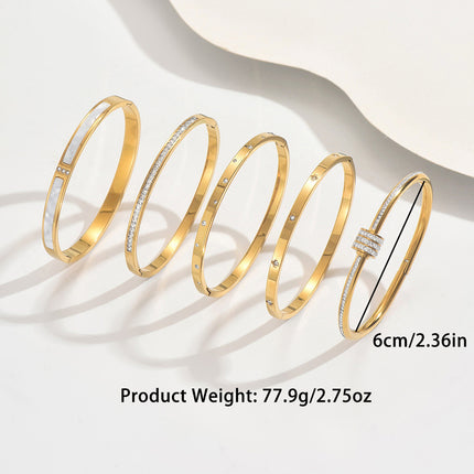 Titanium Steel Bracelet Does Not Fade, Diamond-Encrusted Real Gold Electroplated 18K Gold Stainless Steel Bracelet Douyin Cross-Border Same Style