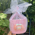 Pink meile + star and moon yarn + random ribbon
