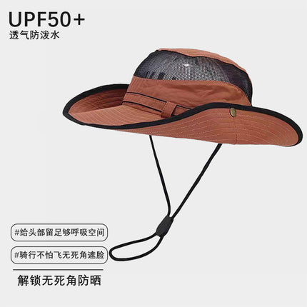 Summer Mesh Breathable Sun Protection Hat for Men and Women Outdoor Hiking Fishing Camping Style Mountaineering Hat Large Brim Western Cowboy Hat