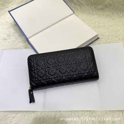 Long Wallet, Classic Style, Embossed Leather Wallet, Cross-Border First-Layer Cowhide, Fashionable Coin Purse, Clutch Bag, Coin Purse