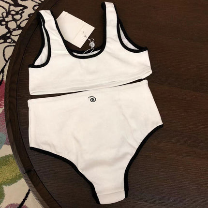 Factory Direct Sales Cross-Border Conservative Belly Covering Slimming Slimming Sexy Backless Color Matching Separates Two-Piece Swi..
