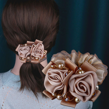 Hair Accessories Juanyuan Yarn Flower Large Intestine Hair Ring High-grade Sense Mother's Coil Hair Ball Head Flower Simple Hair Rope High Elastic Hair Rope