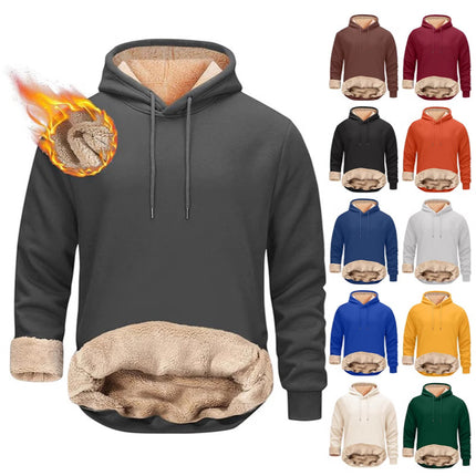 AliExpress cross-border autumn and winter new fleece-lined hooded sweater Amazon casual pullover hoodie foreign trade men's jacket