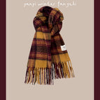 Square check plaid brushed style maillard yellow