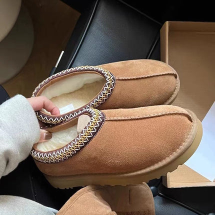 Ethnic Style Snow Boots for Women 2026 Winter New Style, Fleece-Lined and Thickened, Fashionable and Versatile, Hot-Selling Genuine Leather Anti-Slip Snow Boots