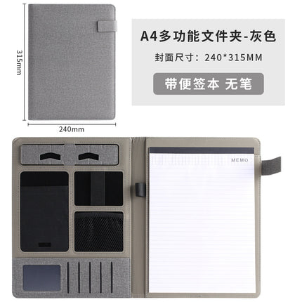 Multi-function A4 folder business contract sales manager clip leather contract pad talk single mobile phone holder