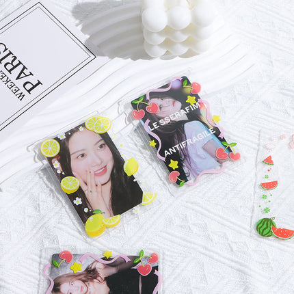 Small Fresh Cherry Album Small Card Protective Cover Hard Rubber Cover 40 Silk High Permeable Anti-scratch Tear Film B8 Bead Chain Card Cover in stock