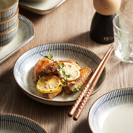 Japanese Style Rice Bowl Single Plate Dish Household Vintage Ceramic Fish Plate Dishes Creative Tableware Set