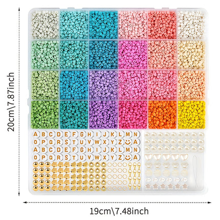 Cross-Border Popular 8000Pcs Glass Rice Beads Letter Bead Set 3mm Morandi Color Bead Set
