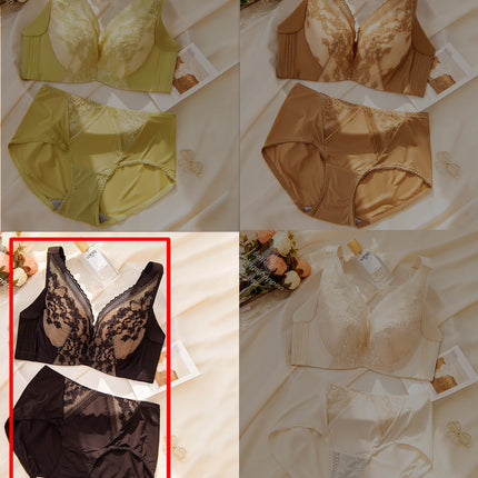 Outer expansion bra plus size thin Cup underwear soft steel ring anti-drooping adjustable small bra comfortable breathable four breasted