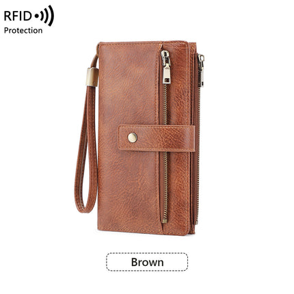 Cross-Border New Rfid Anti-Magnetic Women's Wallet with Multiple Card Slots 70% off Long Wallet European and American Retro Fashion Clutch Bag