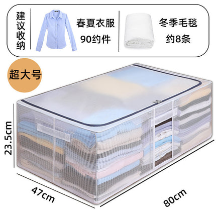 Pvc Bed Storage Box with Thick Steel Frame and Thickeneded Fabric Transparent Storage Box Large Capacity Covered Moisture-Proof Storage Box