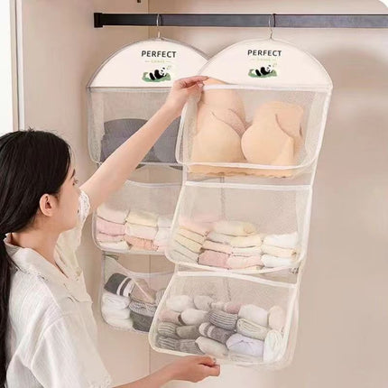 New socks storage multi-layer wardrobe net bag hanging bag hanging underwear underwear finishing bag dormitory hanging artifact