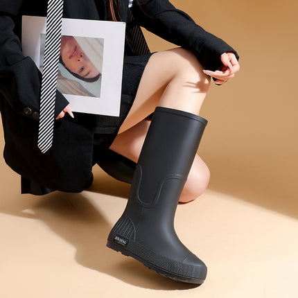High-Top Women's Rain Boots, Spring & Fall Rain Boots, Women's High-Top Waterproof Shoes, Outdoor Work Non-Slip Waterproof Rubber Shoes, Women's Shoes