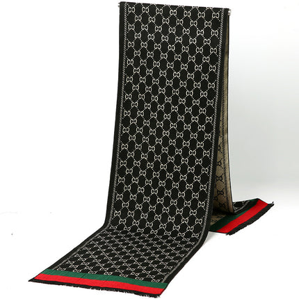2025 New Autumn and Winter Men's Scarf, Brushed Faux Cashmere Double-Sided, Authentic Korean Style Scarf Wholesale