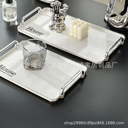Tea Tray Light Luxury High-end 2023 New Cup Water Cup Rectangular Tray Home Beauty Salon Living Room Coffee Table