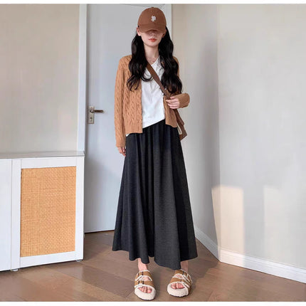 Women's Spring New High-Waisted Loose Lazy Style Casual Skirt, Summer Thin Straight Versatile A-Line Skirt