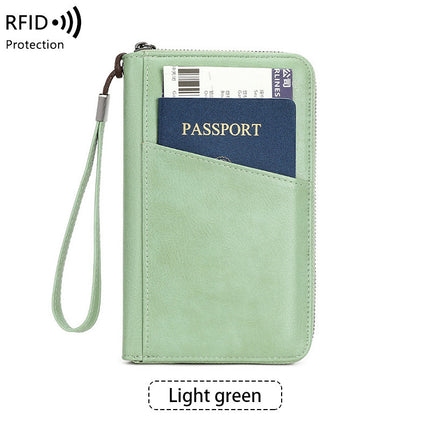 Cross-border New RFID Anti-magnetic Wallet Zipper Passport Bag Certificate Bag Air Ticket Storage Bag Multifunctional Passport Wallet