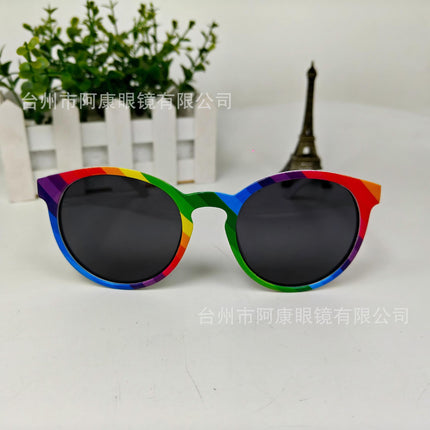 FDA can pass the drop ball test foreign trade promotional gifts sunglasses plastic sunglasses rainbow party rice nail glasses.