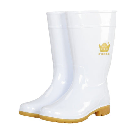 White high-heeled rain boots waterproof, oil-proof, acid-resistant and alkali-resistant food Special rain boots with beef tendon sole water shoes non-slip rain boots wholesale