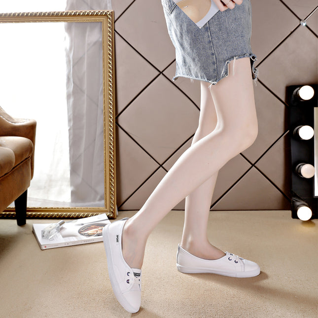 White Shoes Women's Spring/Summer 2024 Slip-on Shoe Women's Soft-soled Square Dance Flat Sneakers