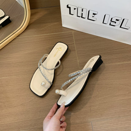 Slippers for Women's Summer Outer Wear 2025 Spring and Summer New Style French Flats Fashion Slip-On Sandals Beautiful Hot Style Fairy Style