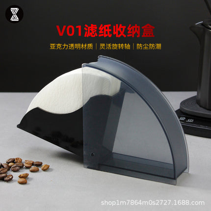 Cross-Border Dust-Proof Filter Paper Holder Hand-Brewed Coffee Filter Paper Box Filter Paper Holder with Lid Filter Paper Holder V60 Filter Paper Storage Box