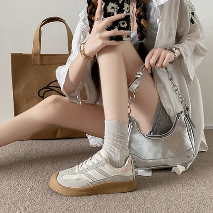 Popular Moral Training Shoes 2024 Spring and Summer New Sneakers Thick-soled Flats Sports White Shoes Women's Forrest Gump Shoes Casual Women's Shoes
