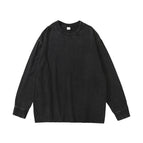 Black-pure cotton 280g washed long-sleeved t-shirt / S