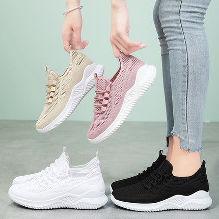 Women's Shoes 2026 Spring New Style Single Shoes Cross-Border Wholesale Lightweight Soft-Soled Women's Shoes Mesh Hollow Casual Sports Shoes