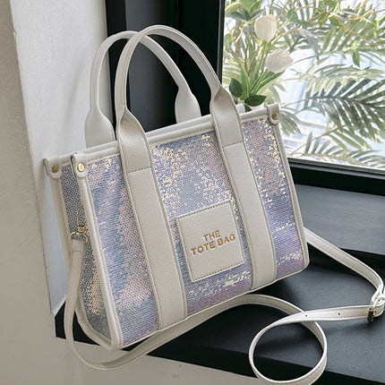 Cross-Border 2025 New Bags Korean Style Fashionable Simple Sequin Bags Tote Bag Shoulder Crossbody Handbag