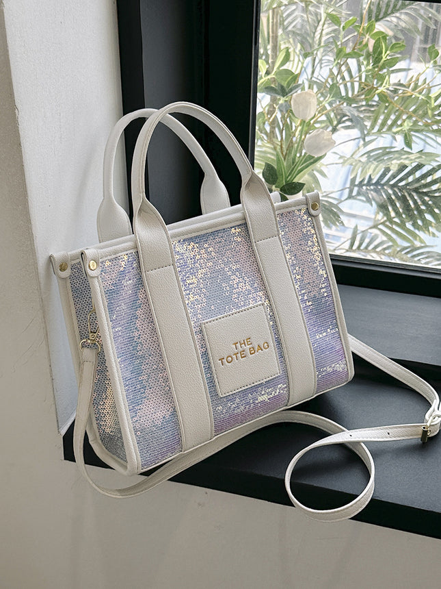 Cross-Border 2025 New Bags Korean Style Fashionable Simple Sequin Bags Tote Bag Shoulder Crossbody Handbag