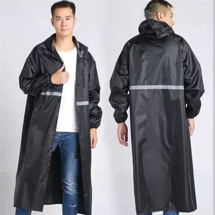 Thickened large brim zipper is a new rainstorm-proof single durable long hooded raincoat one-piece raincoat