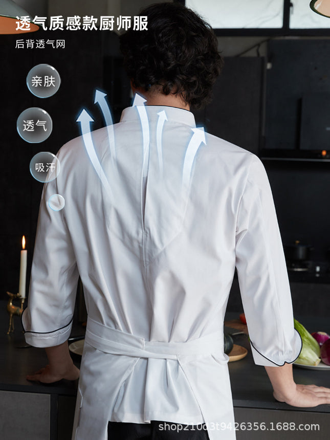 Zhenyao Chef Long Sleeve Work Uniform Hotel Baking Breathable Mesh Button Chef Jacket Men's Chef Uniform