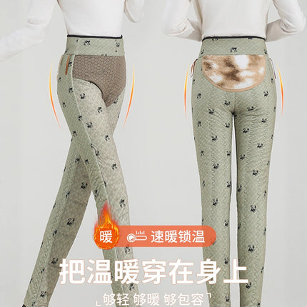 7583 Goose down Thermal Pants Autumn and Winter New Thickened Leggings Fashionable Women's Slim Pants Long Slim Pants