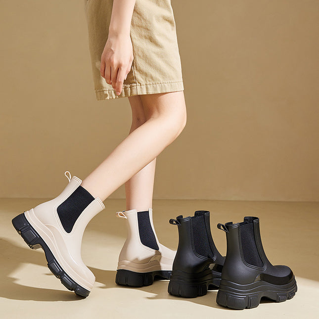 Cross-Border Fashion Rain Boots Women's Waterproof Shoes Martin Boots Thick-Soled Rain Boots Chelsea Non-Slip Water Boots Rubber Shoes for Outer Wear