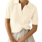 creamy-white short-sleeved sweater / S